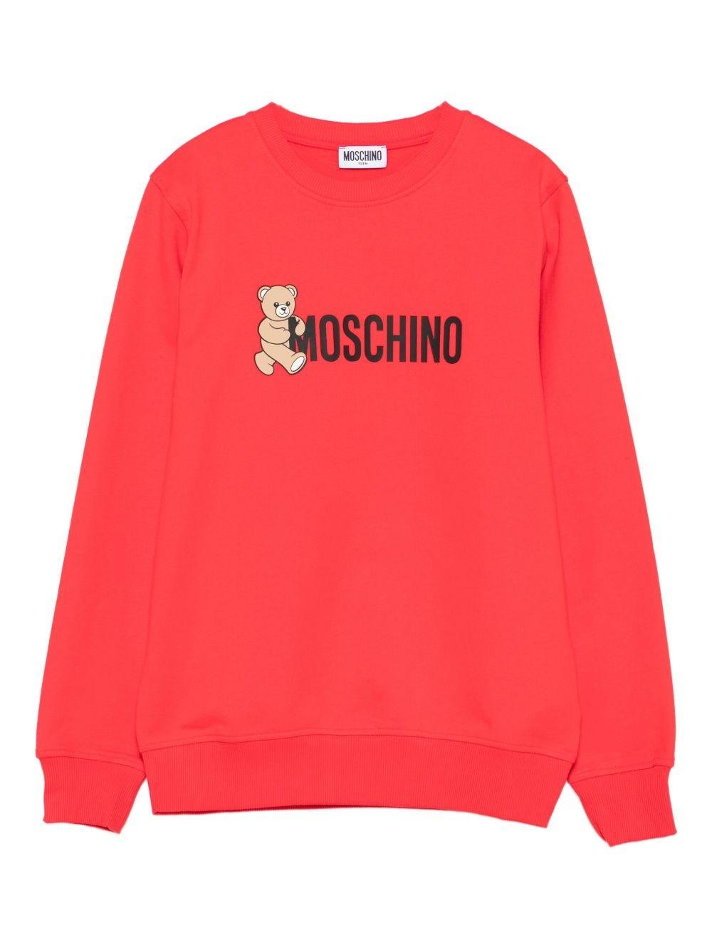 Felpa per bambino Moschino Kids rossa con stampa Teddy Bear - Rubino Kids