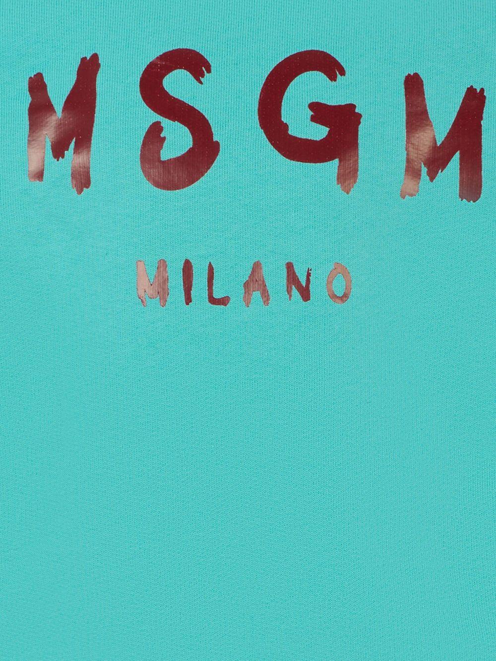 Felpa per bambino MSGM Kids azzurro con logo sul davanti - Rubino Kids