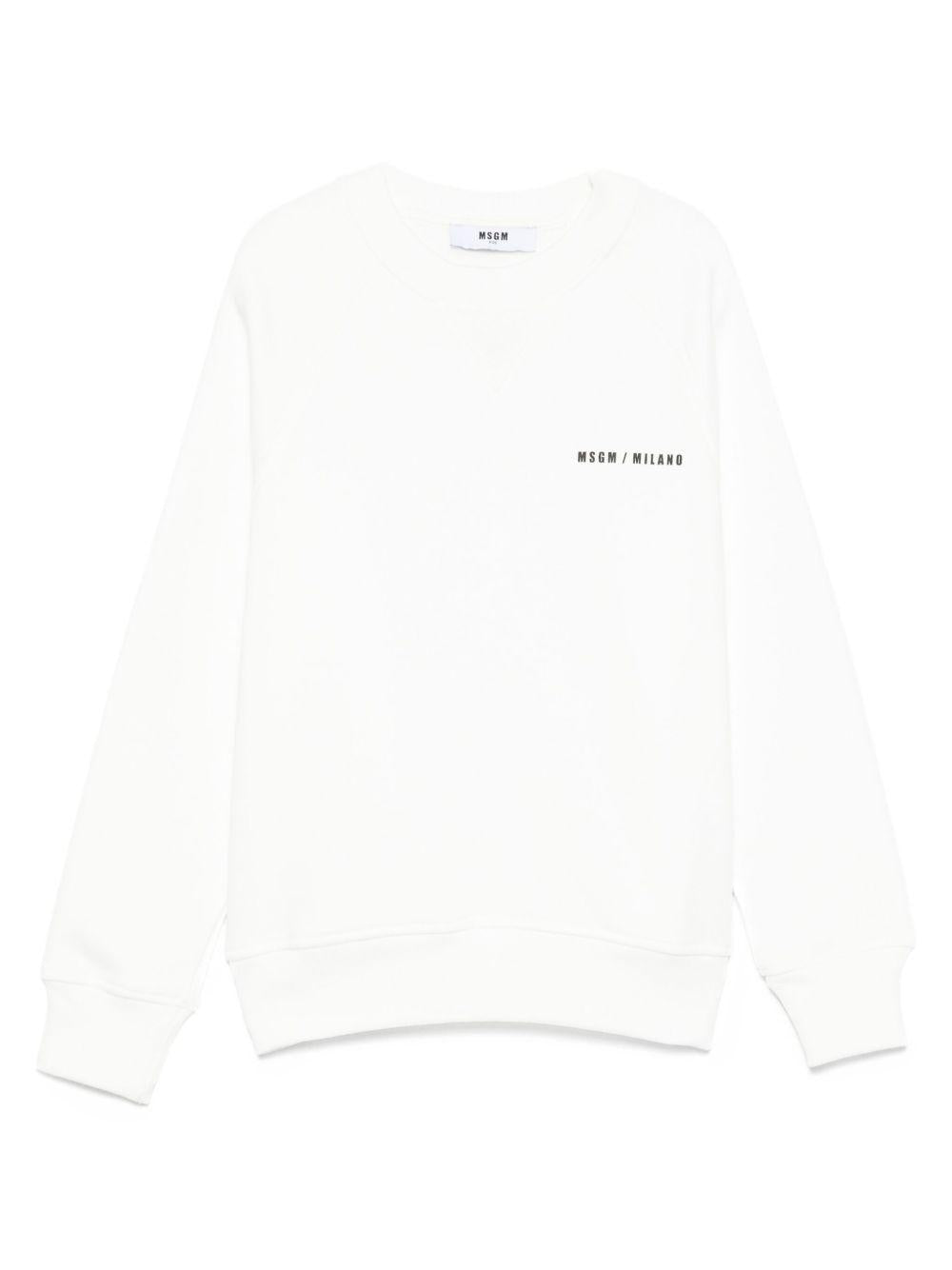 Felpa per bambino MSGM Kids bianco con stampa logo sul davanti - Rubino Kids