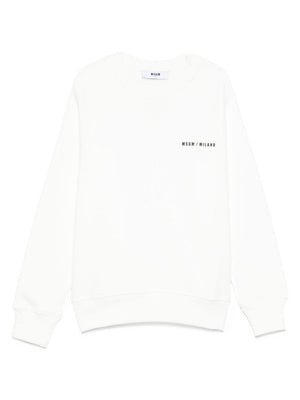 MSGM Kids white sweatshirt for boys with logo print on the front