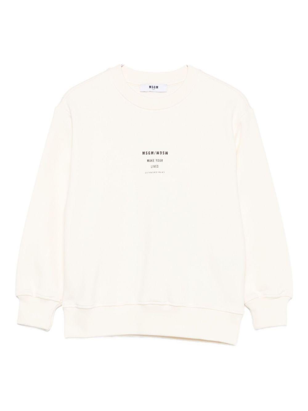 Felpa per bambino MSGM Kids bianco con stampa logo sul davanti - Rubino Kids