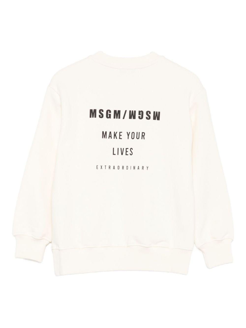 Felpa per bambino MSGM Kids bianco con stampa logo sul davanti - Rubino Kids