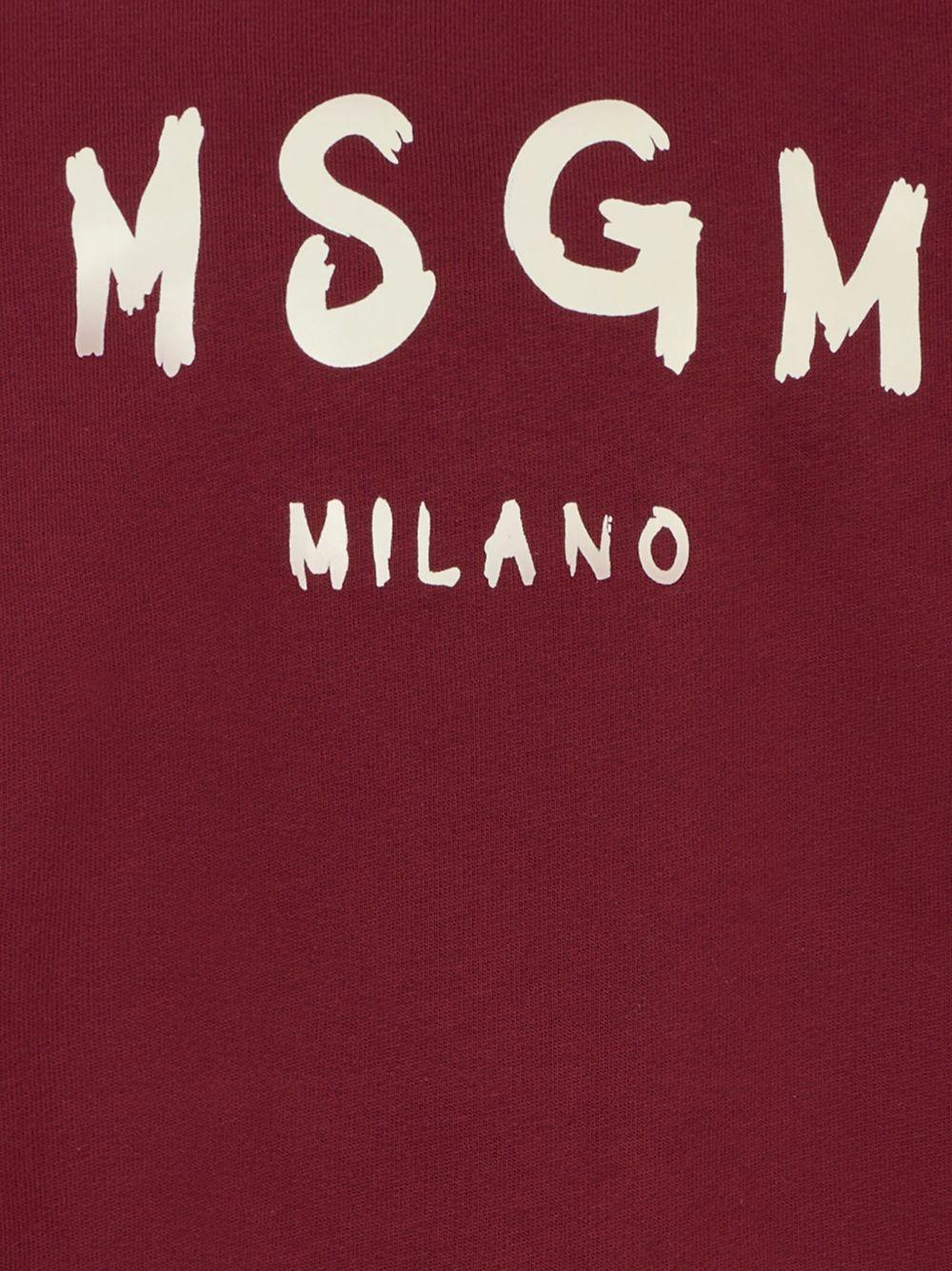 Felpa per bambino MSGM Kids bordeaux con logo sul davanti - Rubino Kids