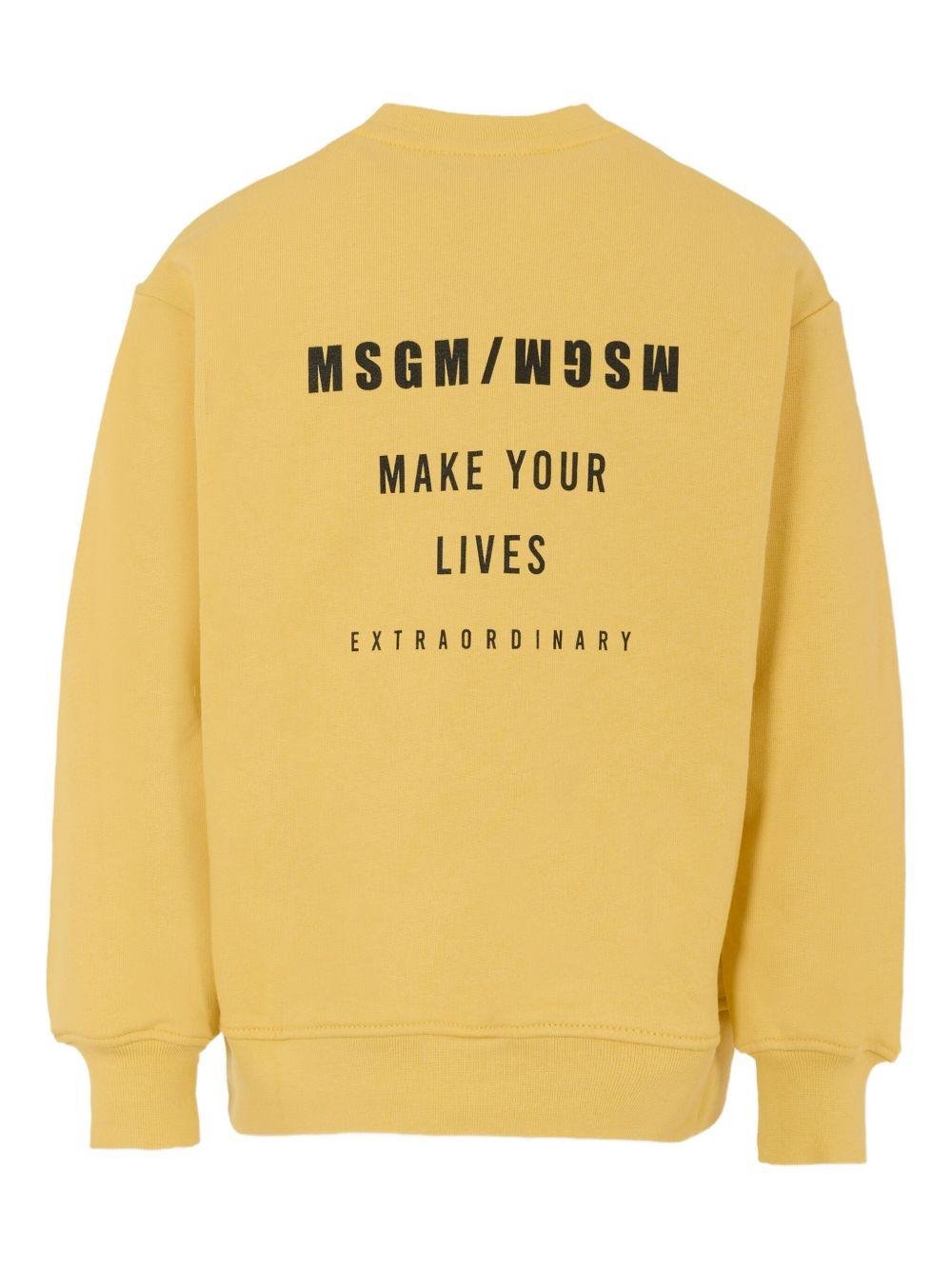 Felpa per bambino MSGM Kids giallo con stampa del logo - Rubino Kids