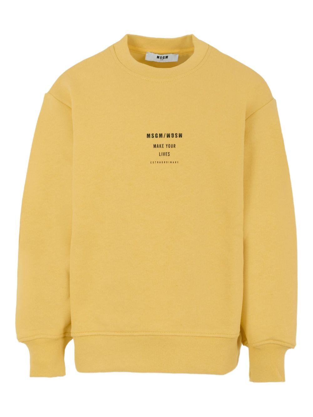 Felpa per bambino MSGM Kids giallo con stampa del logo - Rubino Kids