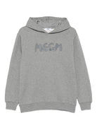 Felpa per bambino MSGM Kids grigio con cappuccio e logo - Rubino Kids