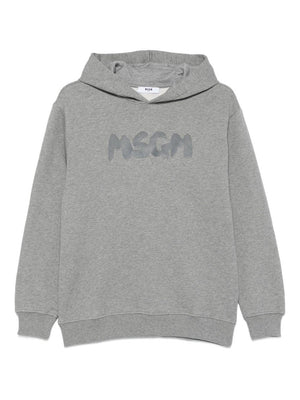 Felpa  per bambino MSGM Kids grigio con cappuccio e logo