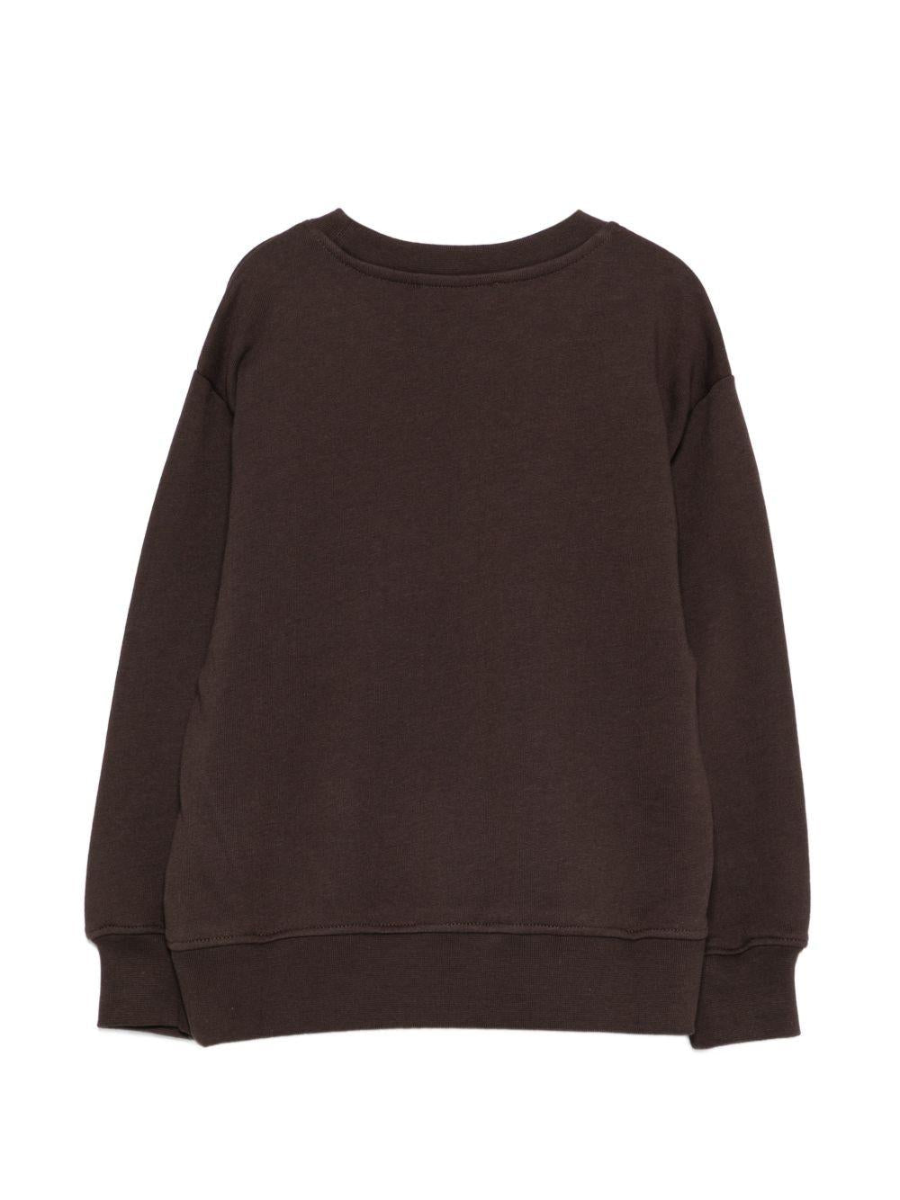 Felpa per bambino MSGM Kids marrone con dettaglio logo - Rubino Kids