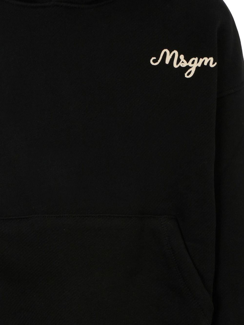 Felpa per bambino MSGM Kids nero con cappuccio con logo ricamato - Rubino Kids