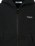 Felpa per bambino MSGM Kids nero con cappuccio e zip - Rubino Kids
