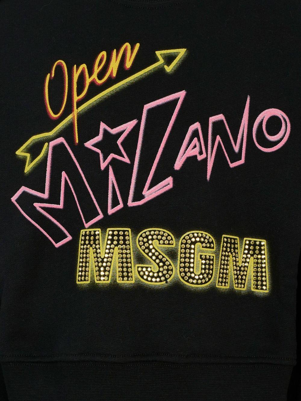 Felpa per bambino MSGM Kids nero con logo decorato - Rubino Kids