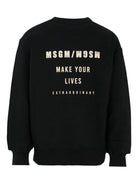 Felpa per bambino MSGM Kids nero con stampa logo - Rubino Kids