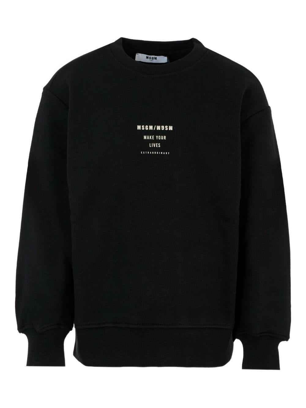 Felpa per bambino MSGM Kids nero con stampa logo - Rubino Kids