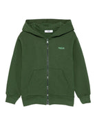 Felpa per bambino MSGM Kids verde con cappuccio e logo - Rubino Kids