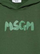 Felpa per bambino MSGM Kids verde con logo sul davanti - Rubino Kids