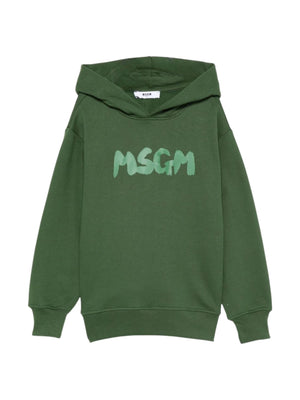 Felpa per bambino MSGM Kids verde con logo sul davanti