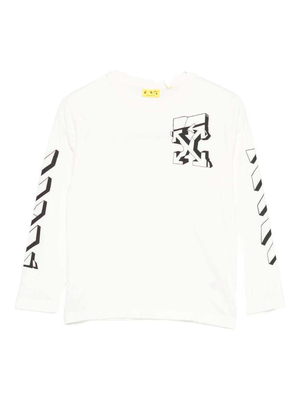 Felpa per bambino Off - White Kids bianca con logo sul davanti - Rubino Kids