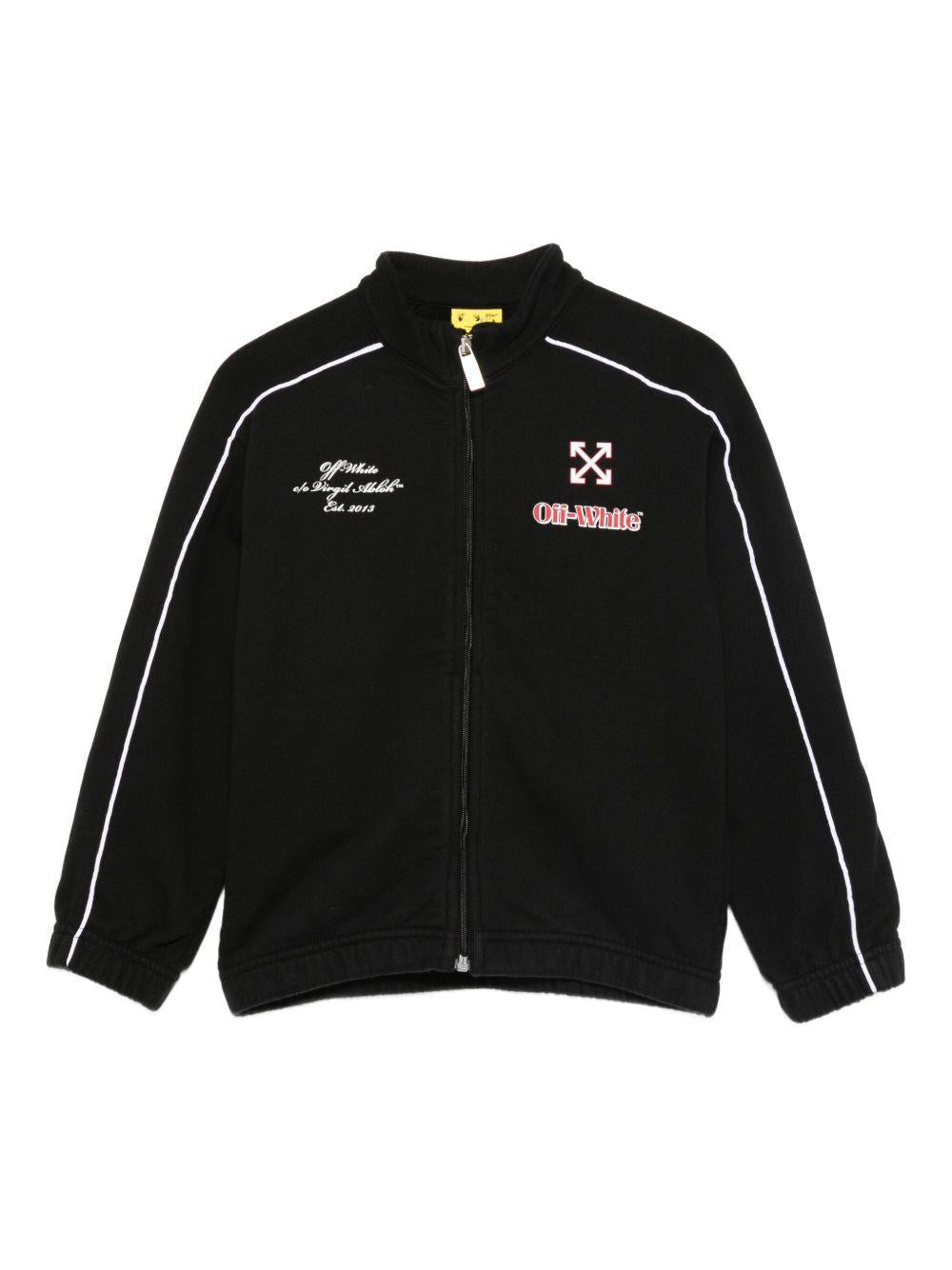 Felpa per bambino Off - White Kids nera con logo ricamato - Rubino Kids