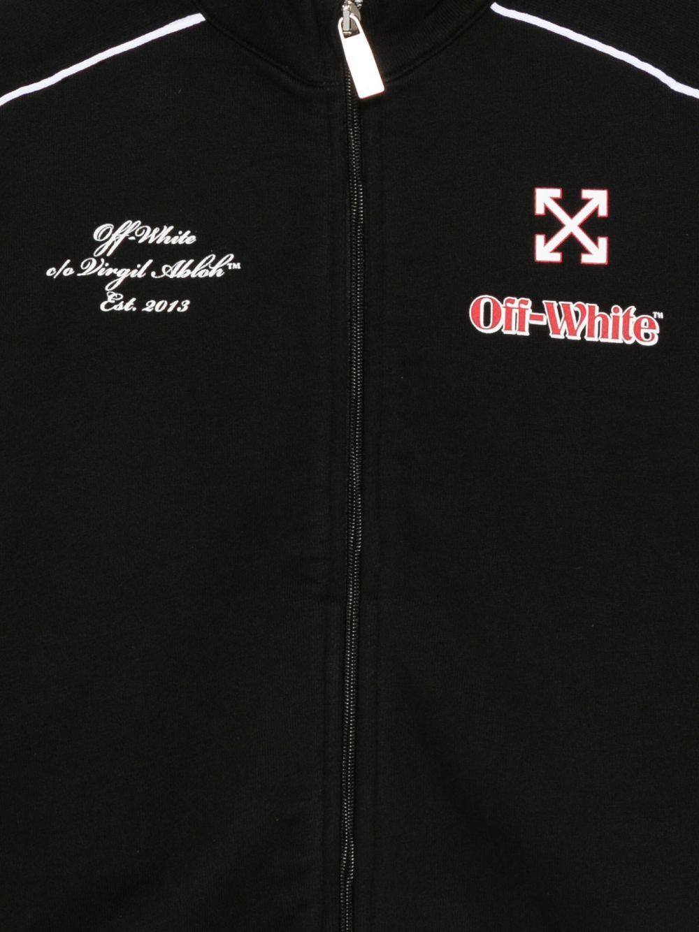 Felpa per bambino Off - White Kids nera con logo ricamato - Rubino Kids