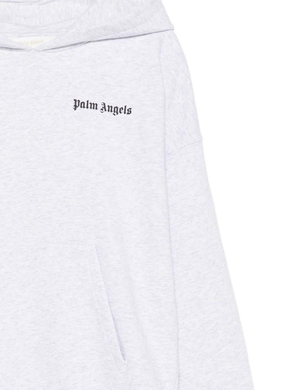 Felpa per bambino Palm Angels Kids grigia con cappuccio e stampa con logo - Rubino Kids