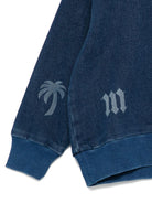 Felpa per bambino Palm Angels Kids in denim con logo - Rubino Kids