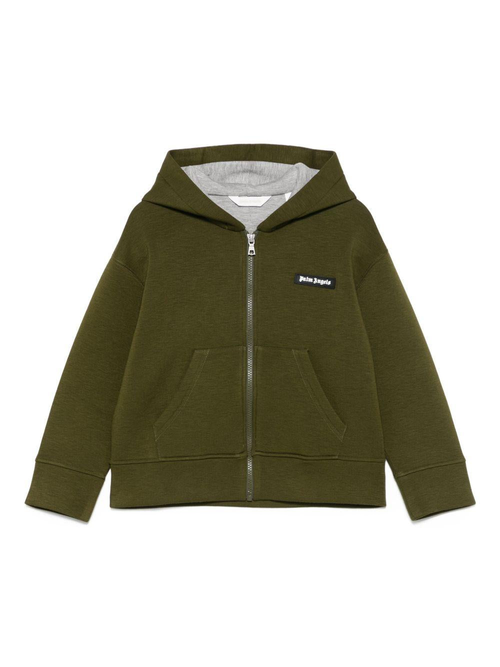 Felpa per bambino Palm Angels Kids verde con cappuccio - Rubino Kids