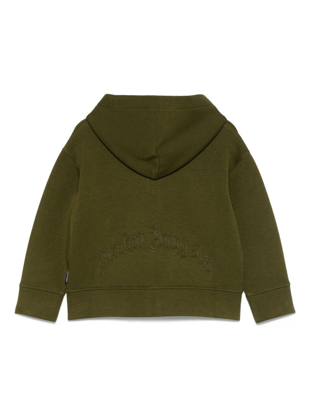 Felpa per bambino Palm Angels Kids verde con cappuccio - Rubino Kids
