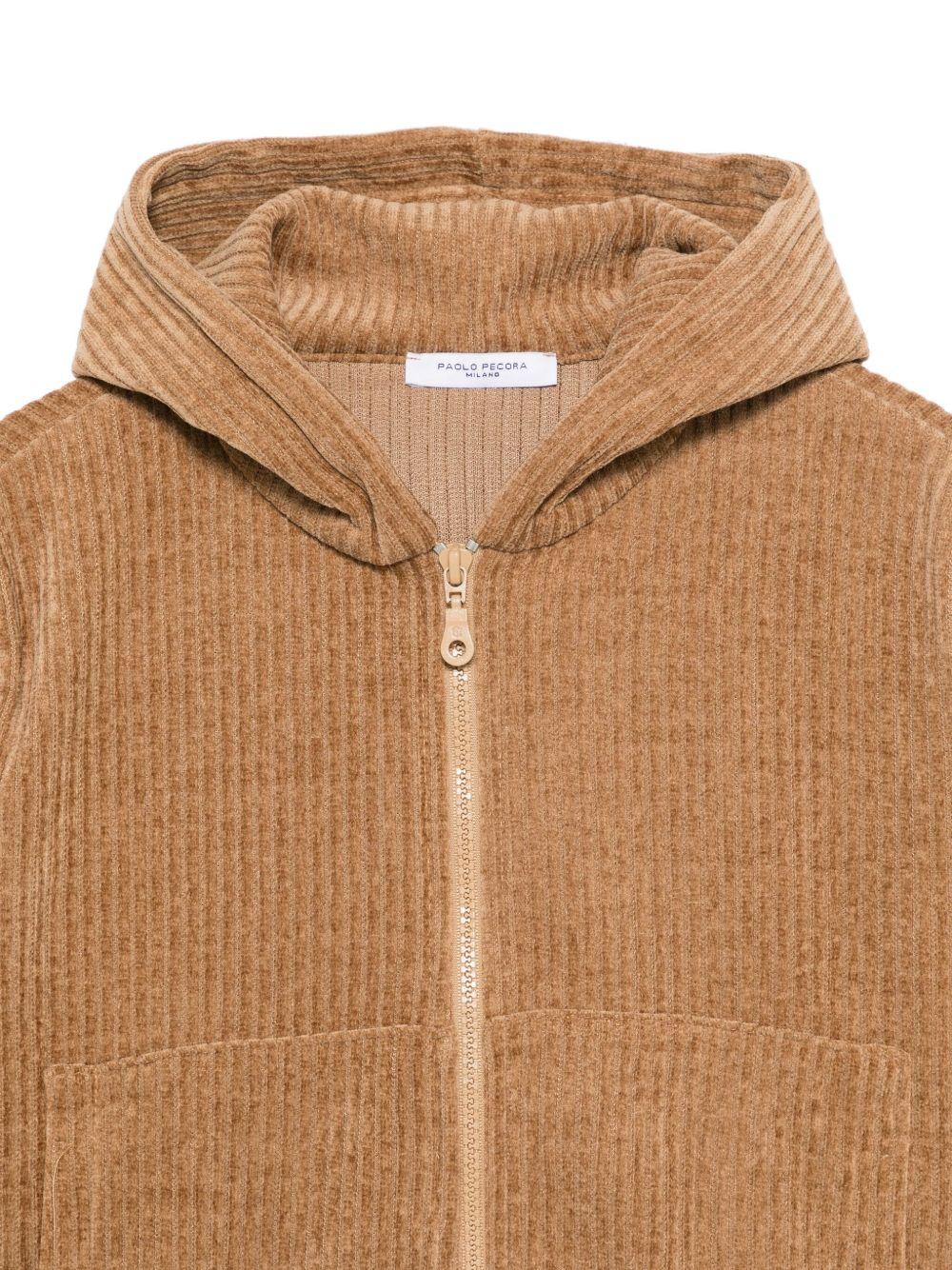 Felpa per bambino Paolo Pecora Kids marrone con zip e cappuccio - Rubino Kids