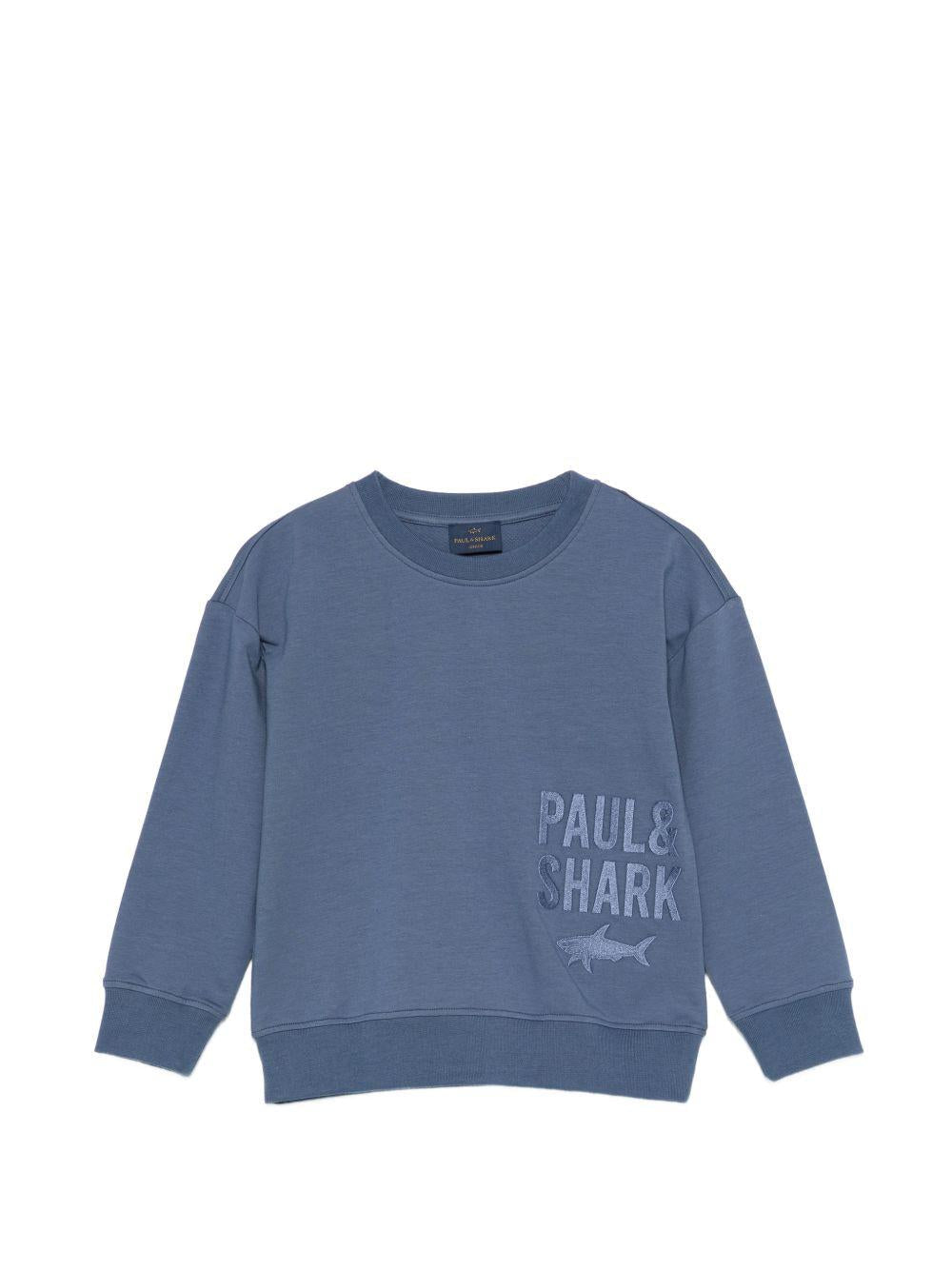 Felpa per bambino Paul & Shark Junior blu con stampa logo sul davanti - Rubino Kids