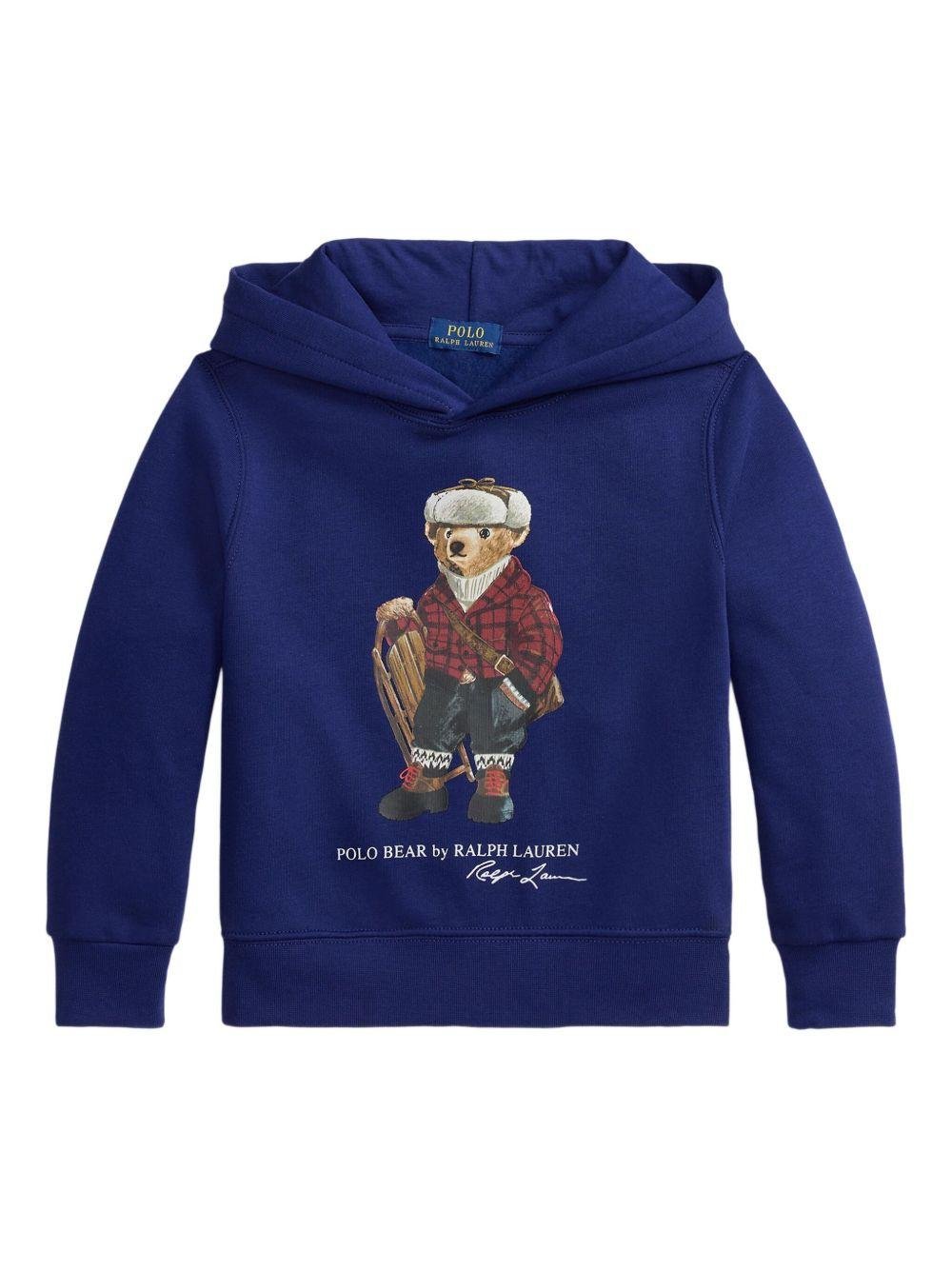Felpa per bambino Polo Ralph Lauren Kids blu con stampa Polo Bear - Rubino Kids