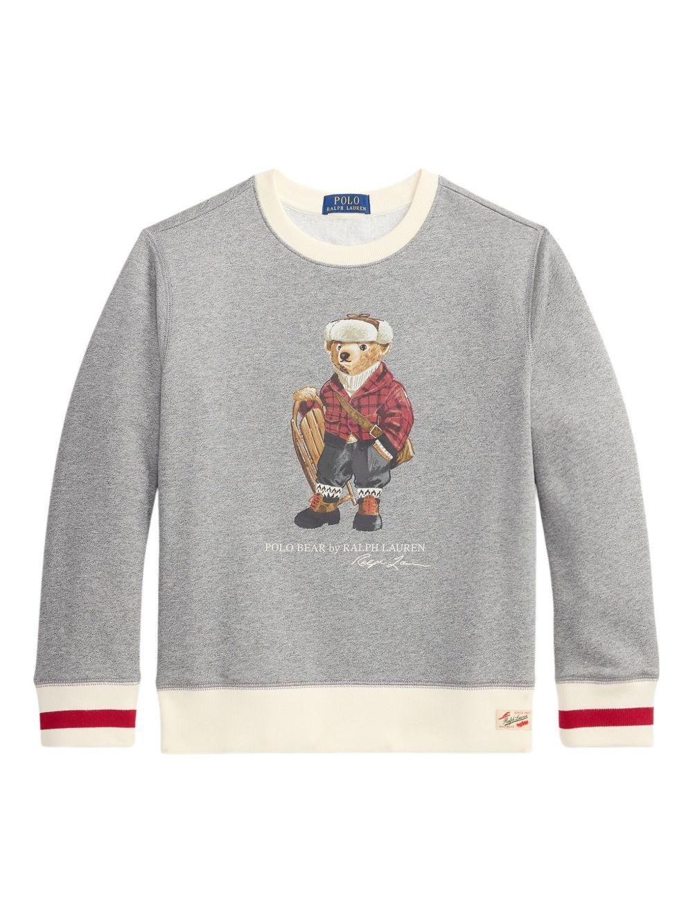 Felpa per bambino Polo Ralph Lauren Kids grigia con stampa Polo Bear - Rubino Kids