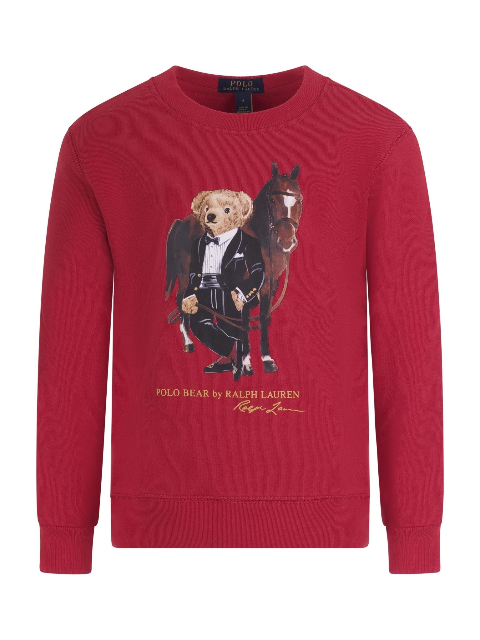 Felpa per bambino Polo Ralph Lauren Kids rossa con stampa Polo Bear - Rubino Kids