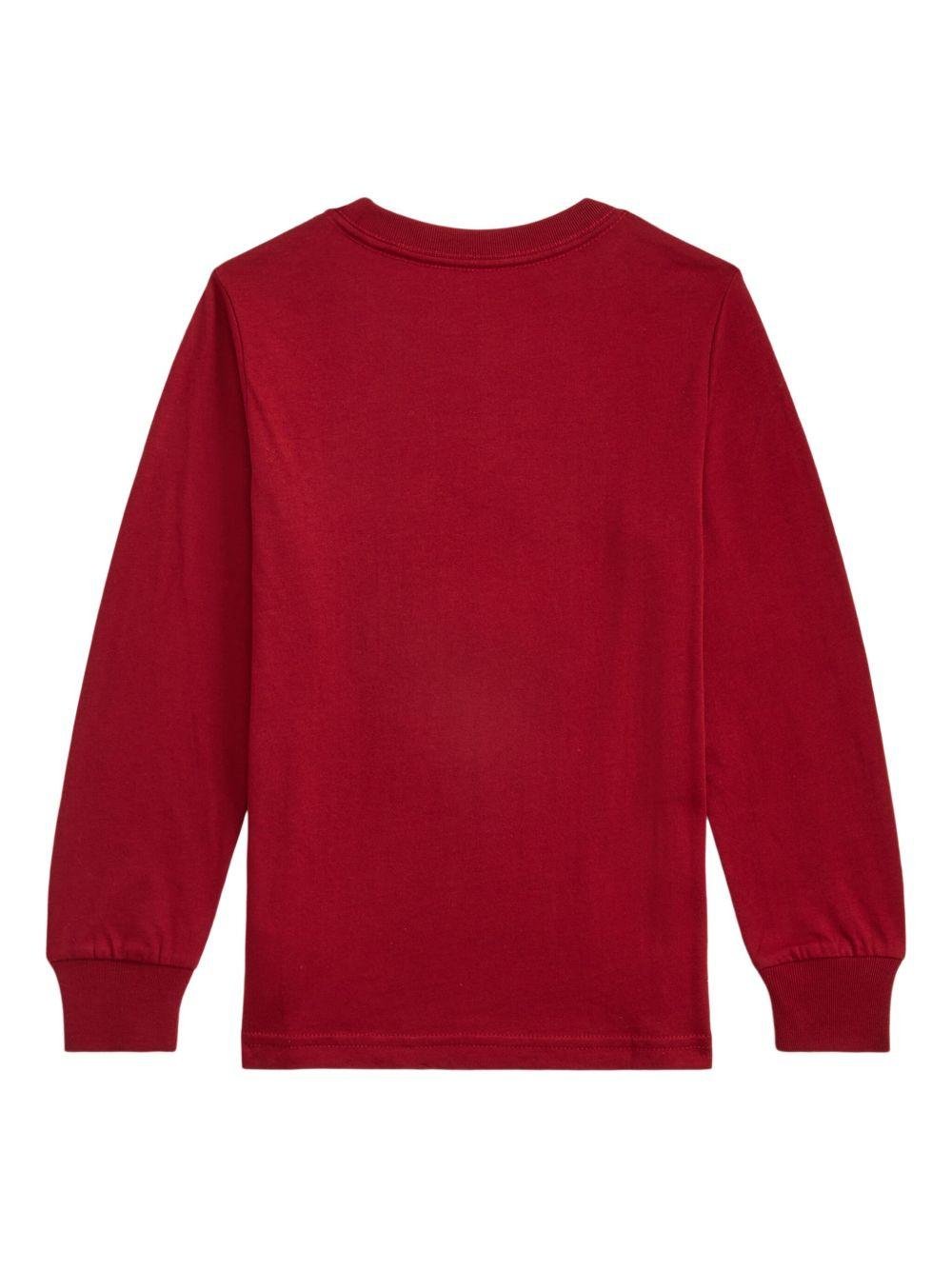 Felpa per bambino Polo Ralph Lauren Kids rossa con stampa Polo Bear - Rubino Kids