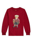 Felpa per bambino Polo Ralph Lauren Kids rossa con stampa Polo Bear - Rubino Kids