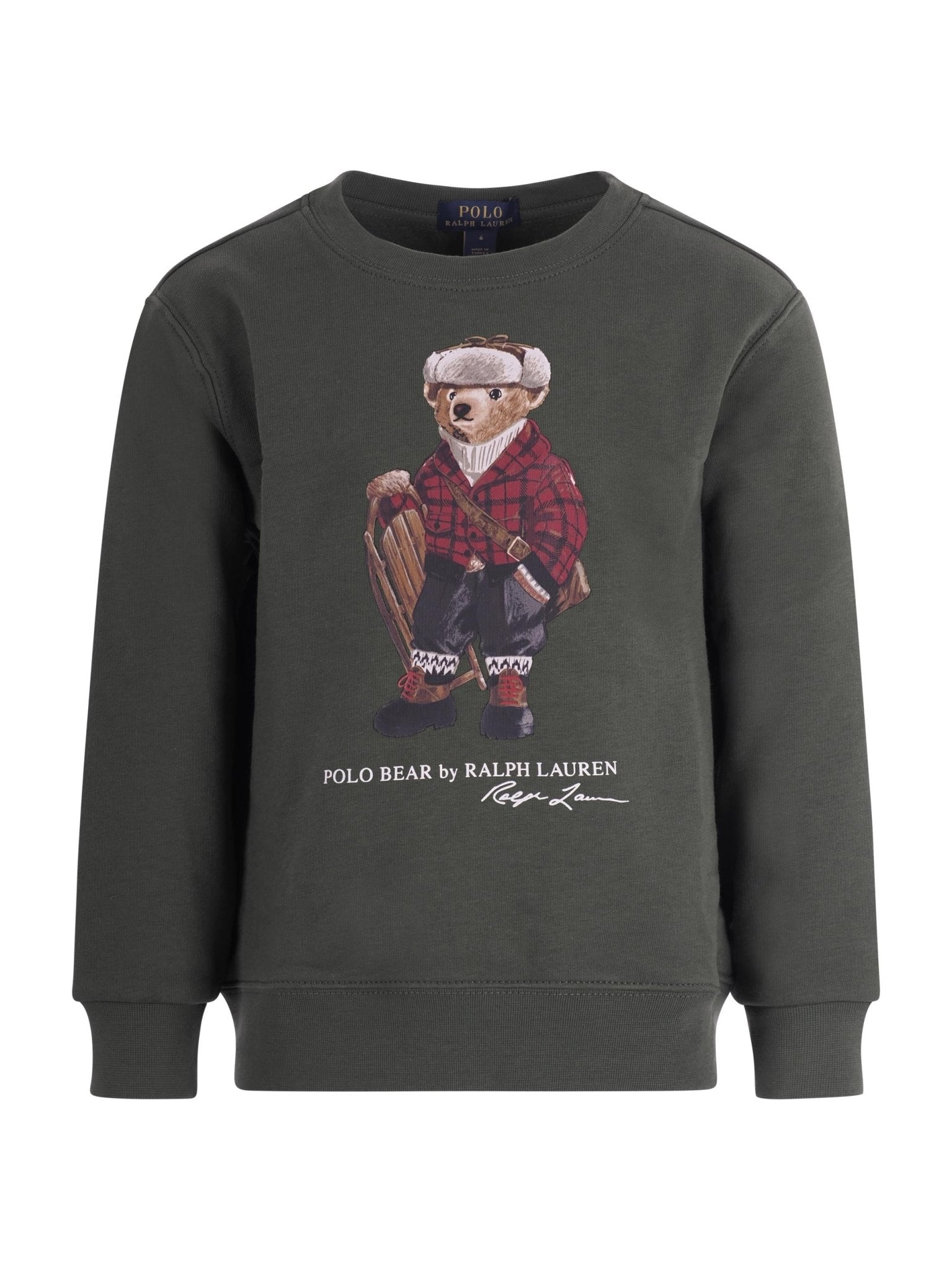 Felpa per bambino Polo Ralph Lauren Kids verde con stampa Polo Bear - Rubino Kids