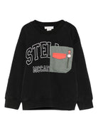 Felpa per bambino Stella McCartney Kids nero con tasca applicata con logo - Rubino Kids