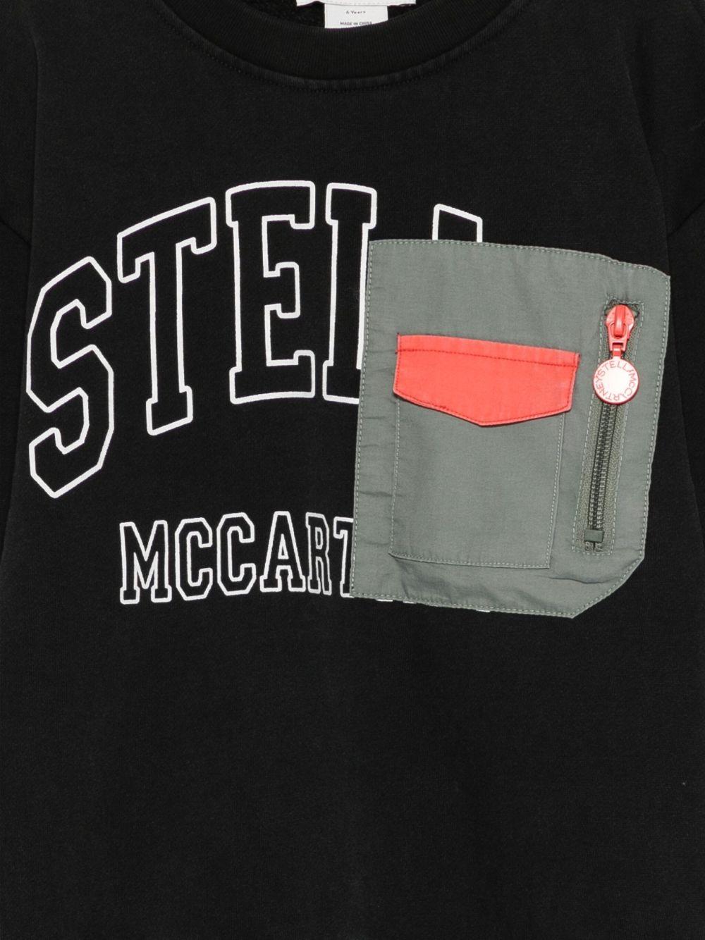 Felpa per bambino Stella McCartney Kids nero con tasca applicata con logo - Rubino Kids