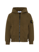 Felpa per bambino Stone Island Junior marrone con patch logo - Rubino Kids