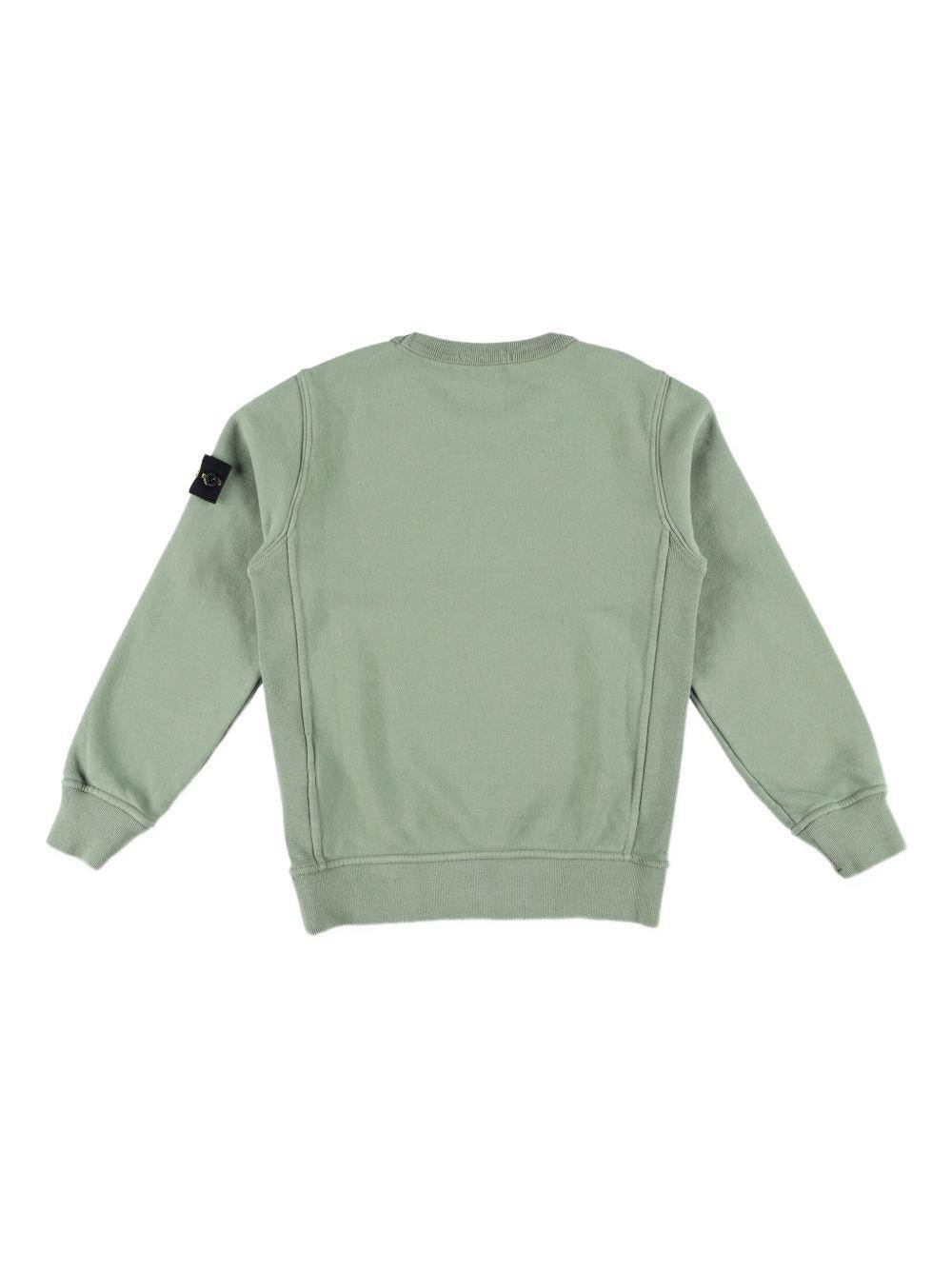 Felpa per bambino Stone Island Junior verde girocollo con applicazione - Rubino Kids