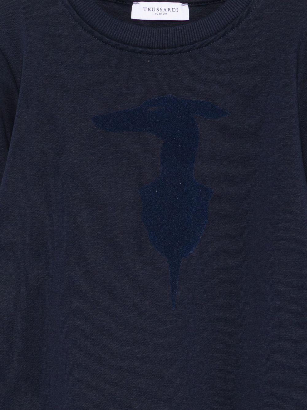 Felpa per bambino TRUSSARDI JUNIOR blu con stampa logo - Rubino Kids