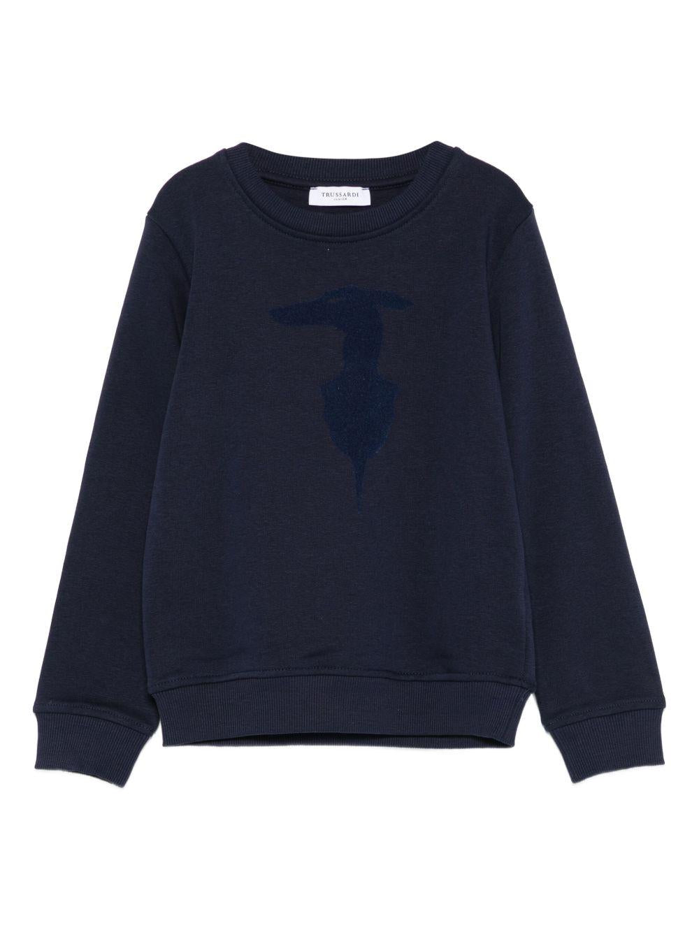 Felpa per bambino TRUSSARDI JUNIOR blu con stampa logo - Rubino Kids
