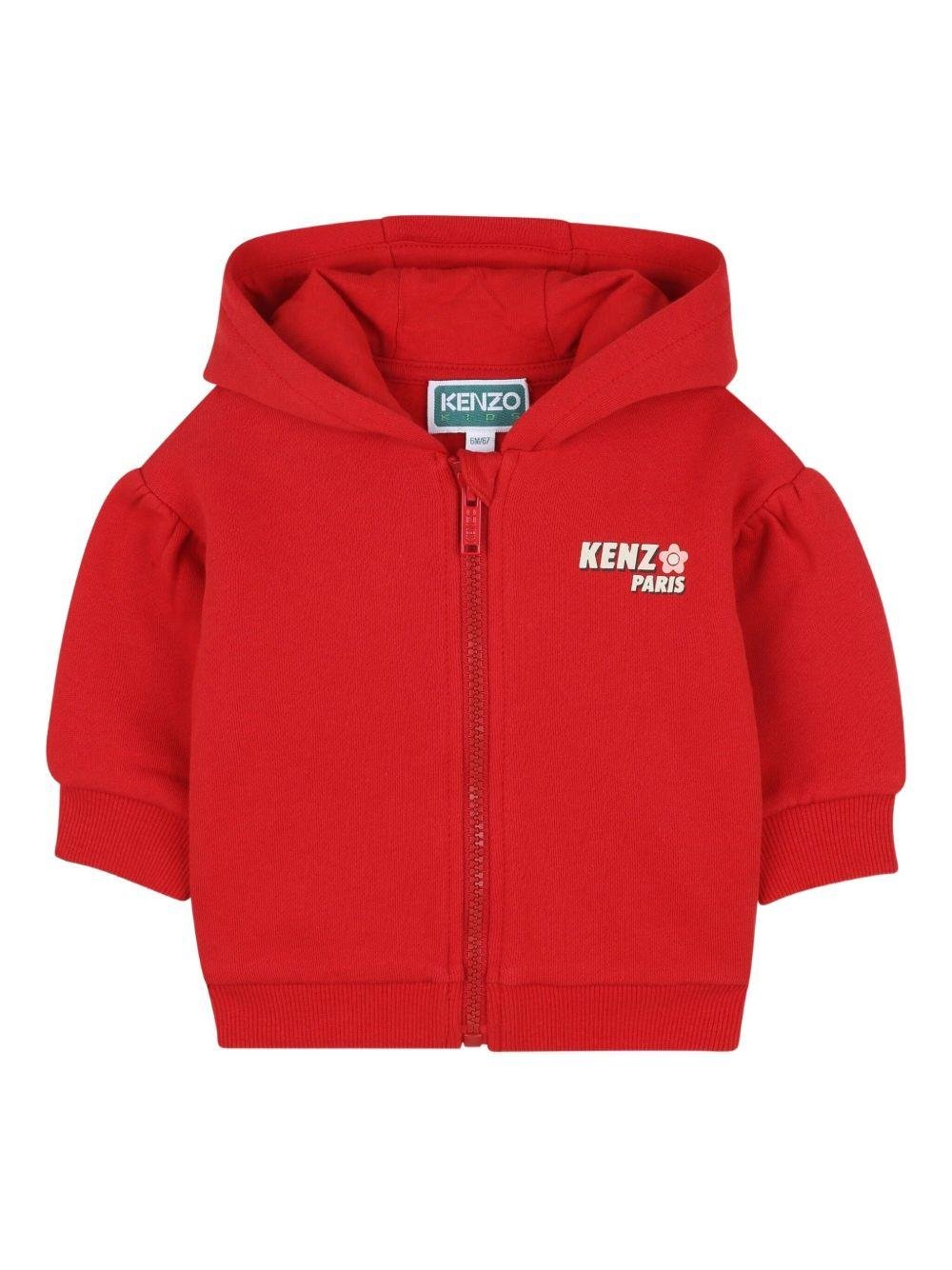 Felpa per neonata Kenzo Kids rossa con stampa con logo - Rubino Kids