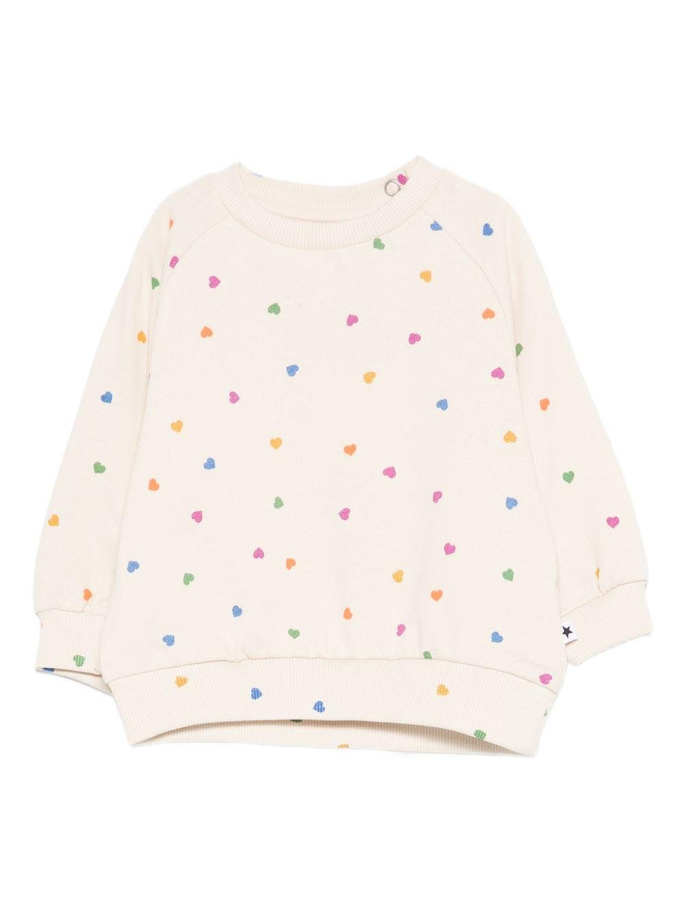 Felpa per neonata Molo bianca con stampa cuoricini all - over - Rubino Kids
