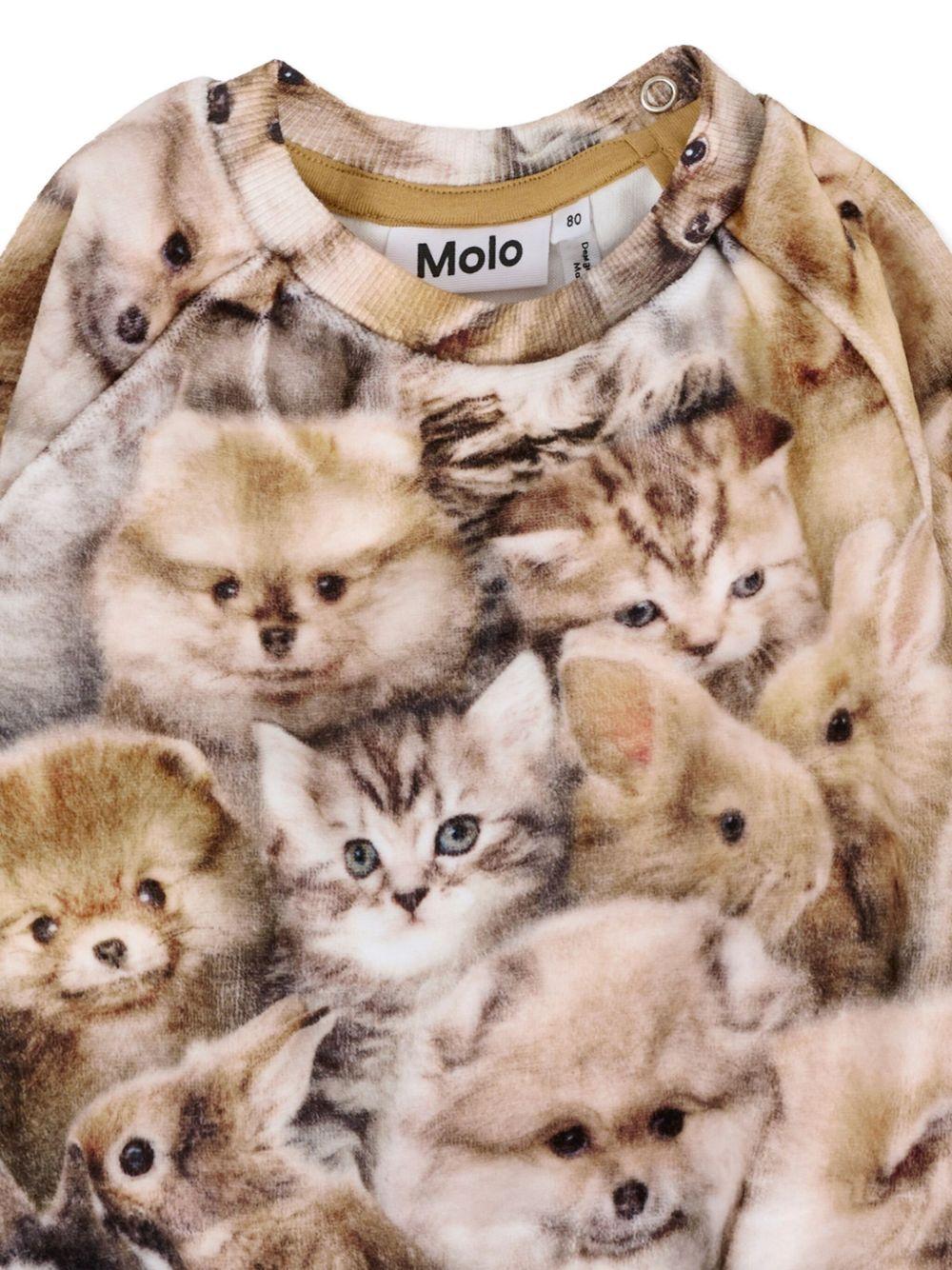 Felpa per neonata Molo marrone con stampa animali - Rubino Kids