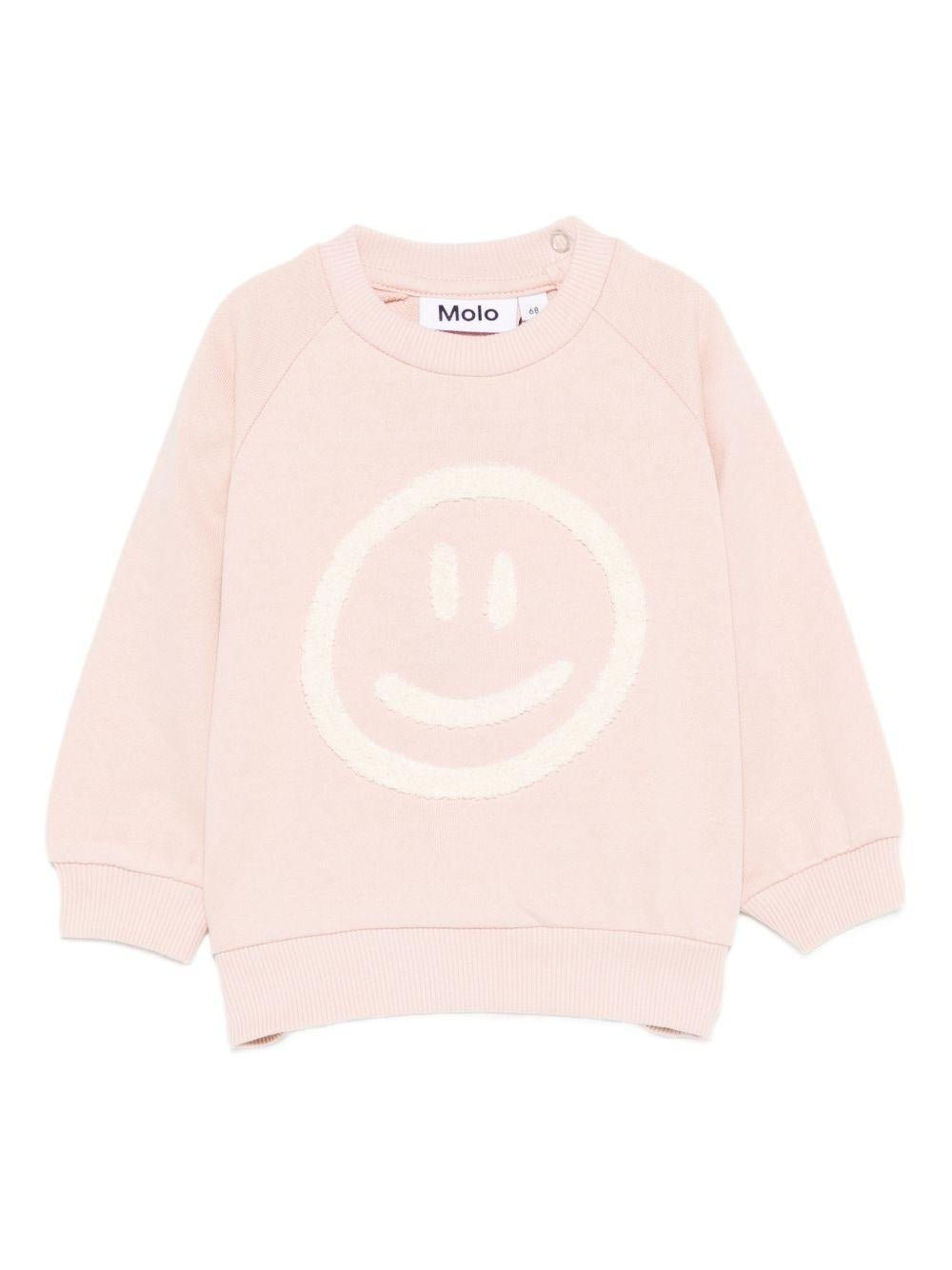 Felpa per neonata Molo rosa con ricamo smile sul davanti - Rubino Kids