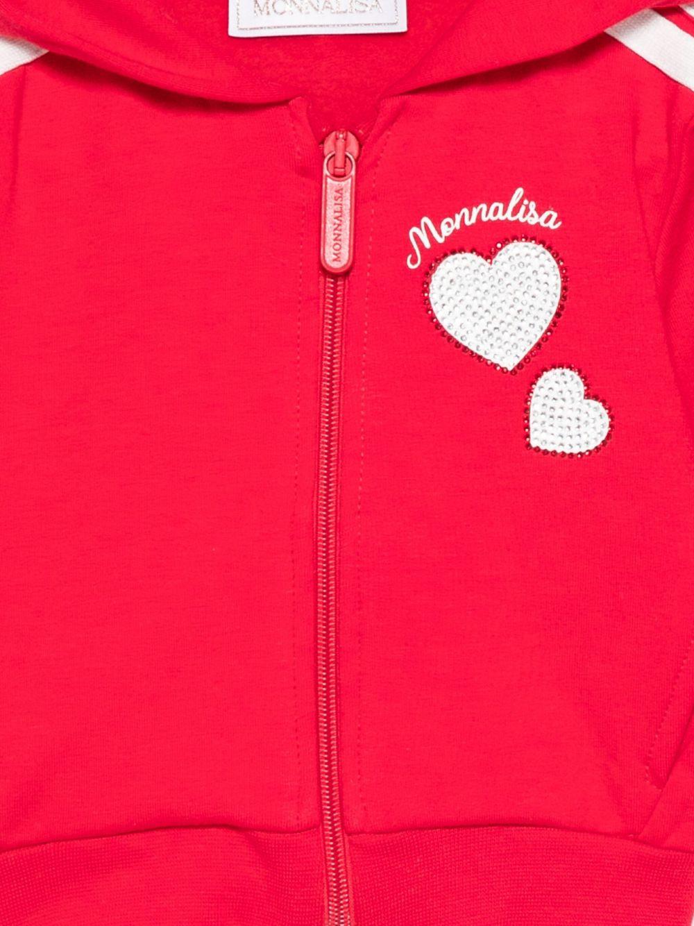 Felpa per neonata Monnalisa rossa con decorazioni in strass - Rubino Kids