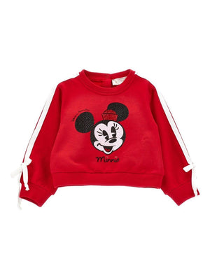 Felpa per neonata Monnalisa rossa con stampa Minnie