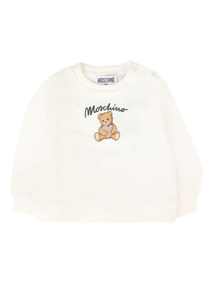Felpa per neonata Moschino Kids bianca con logo Teddy