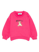 Felpa per neonata Moschino Kids fucsia con stampa orsetto - Rubino Kids