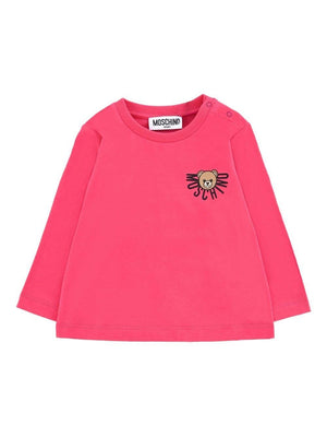Moschino Kids fuchsia sweatshirt for newborns with teddy print